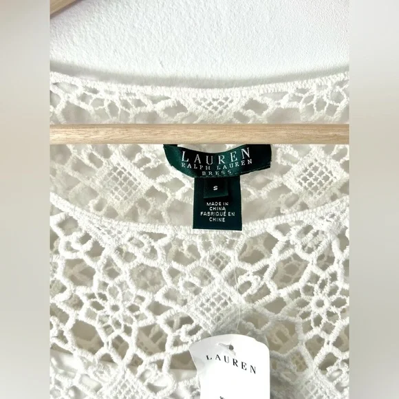 Lauren Ralph Lauren Ivory Crochet Cotton Half Sleeve Dress Size 6 NWT - Picture 5 of 11